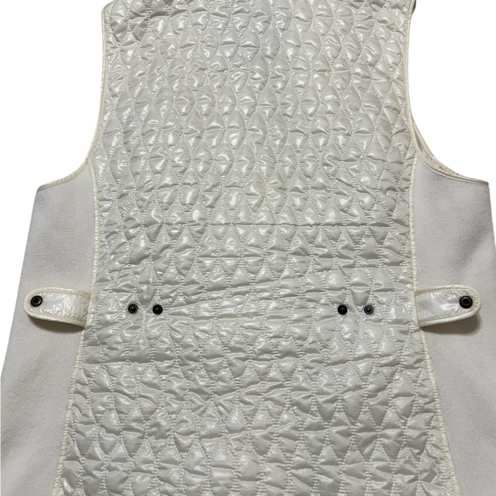 Talbots Quilted Vest Womens 1X Ivory Snap Front Zip Knit Side Panels Lightweight - Picture 7 of 7